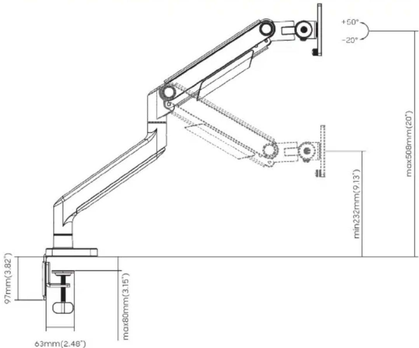 StarTech.com H1M1AG1MONITORARM - Product Diagrams - 4