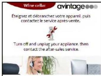 AVINTAGE DHA305PA - UN CODE ERREUR S'AFFICHE SUR L'ECRAN DE MA CAVE A VIN - 3