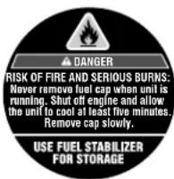 RYOBI RY906522 - ADVERTENCIA PARA LA TAPA DEL TANQUE DE COMBUSTIBLE - 1