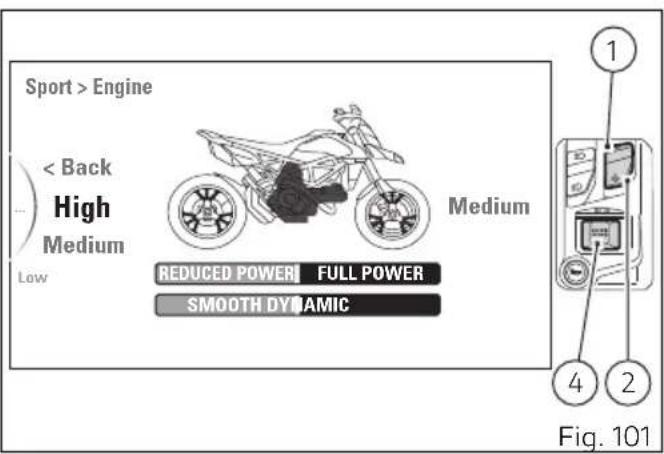 DUCATI Hypermotard 950 RVE (2025) - Menu de configuration - style de conduite - configuration moteur (Engine) - 2