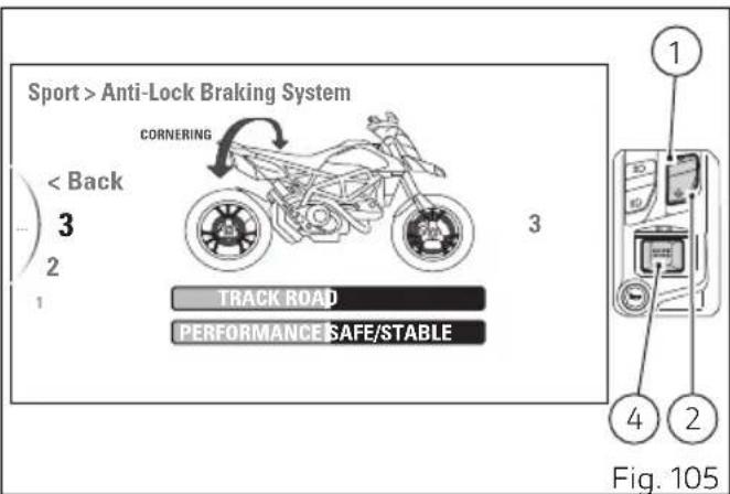 DUCATI Hypermotard 950 RVE (2025) - Menu de configuration - style de conduite - configuration ABS (ABS) - 2