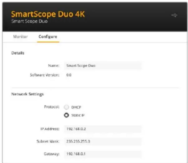 Blackmagic Design SmartView 4K G3 - Impostazioni di rete - 1