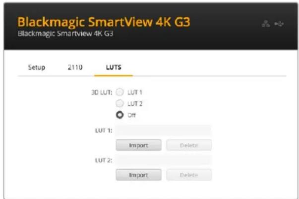 Blackmagic Design SmartView 4K G3 - LUTS Sekmesi - 1