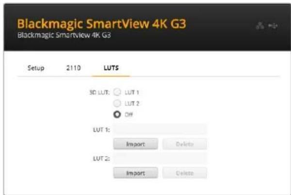 Blackmagic Design SmartView 4K G3 - LUT选项卡 - 1