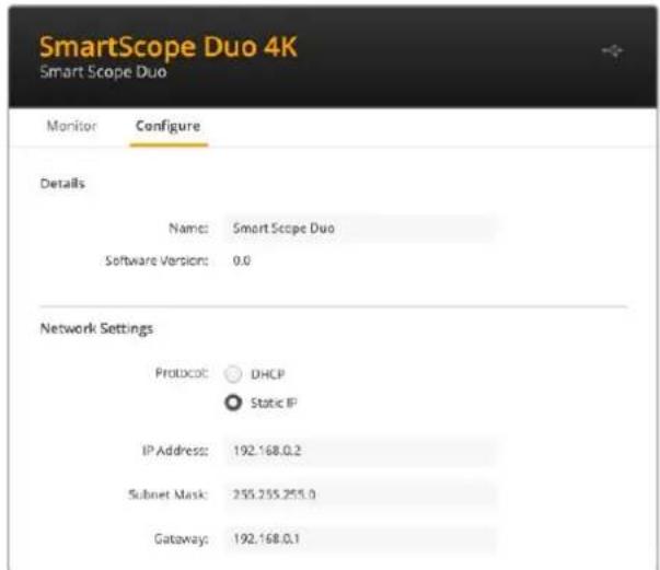 Blackmagic Design SmartView 4K G3 - Netzwerkeinstellungen - 1