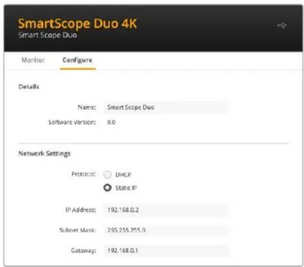 Blackmagic Design SmartView 4K G3 - Network Settings - 1