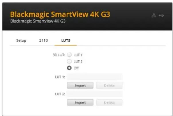 Blackmagic Design SmartView 4K G3 - La tab LUTS - 1