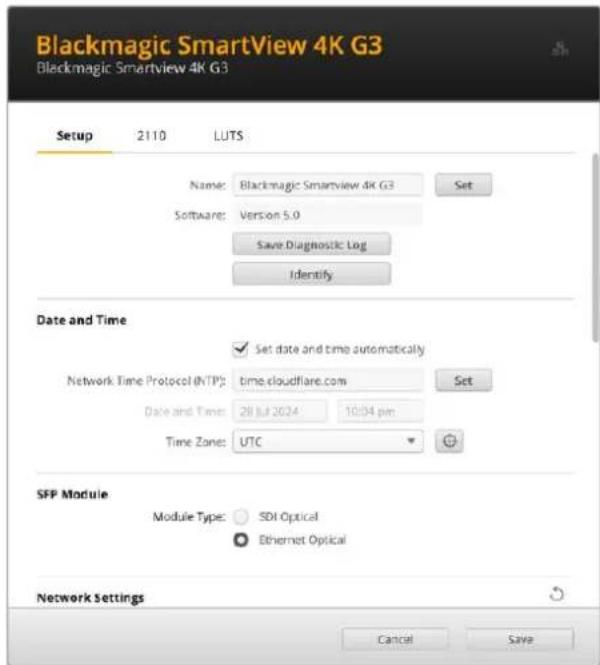 Blackmagic Design SmartView 4K G3 - SmartView Setupを使用し設定を変更 - 1