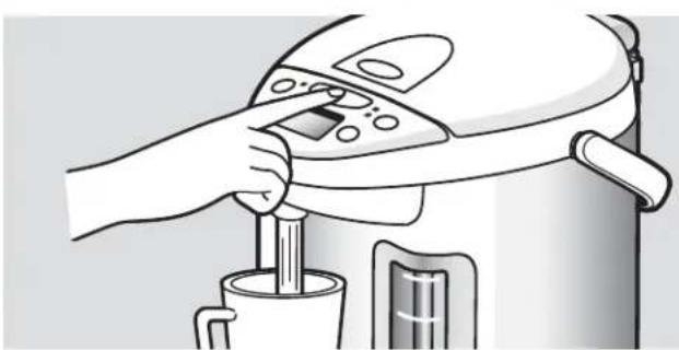 Zojirushi VE Hybrid CVDCC50 - Appuyer sur le bouton DISPENSE pour verser de l'eau chaude. - 1