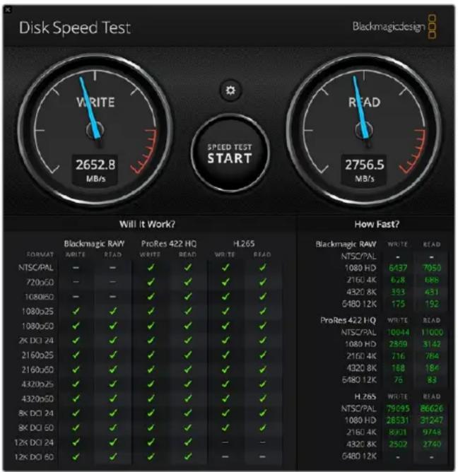 Blackmagic Design DeckLink Quad HDMI 4K - Blackmagic Disk Speed Test - 1
