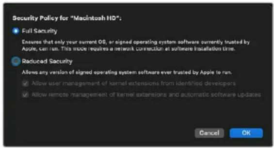 Blackmagic Design DeckLink Quad HDMI 4K - Restablecimiento de la política de seguridad del sistema en equipos Mac M1 - 1