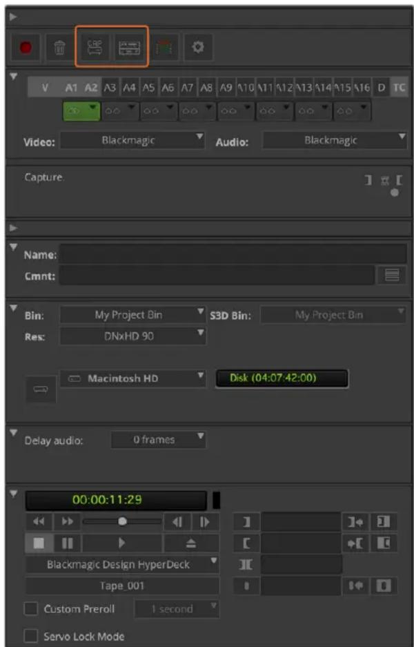 Blackmagic Design DeckLink Quad HDMI 4K - 使用录机控制进行即时采集: - 1
