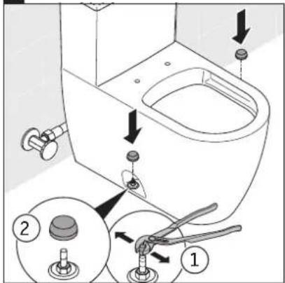 Diagram of a toilet sink with labeled parts and directional arrows indicating assembly or repair steps