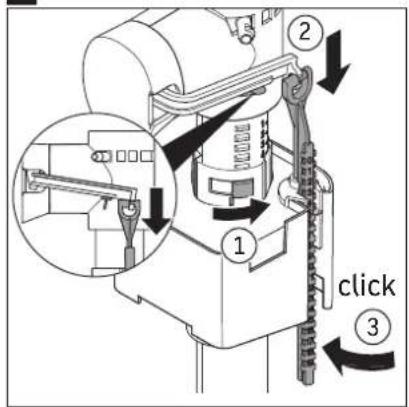 Technical diagram of a mechanical device with labeled parts and directional arrows indicating motion or assembly.
