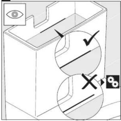 Diagram illustrating eye inspection and gear mechanism with labeled symbols for eye, gear, and checkmark/unknown signs