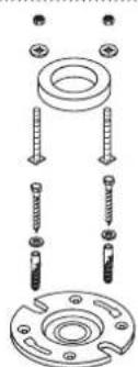 Technical diagram showing exploded view of a mechanical assembly with screws and a flange, likely for assembly or repair instructions.