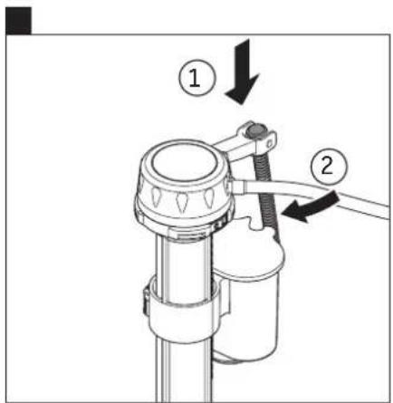 Technical diagram showing a mechanical device with labeled parts and directional arrows indicating assembly or movement.