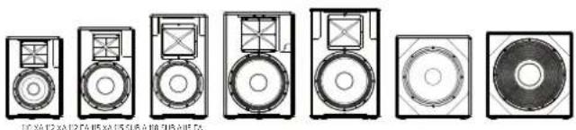 HK AUDIO Linear 5 MK II 115 Sub A - Übersicht über die verschiedene Modelle 110XA, 112XA, 112FA, 115XA, 115FA, 115 Sub A, 118 Sub A - 1