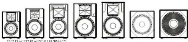HK AUDIO Linear 5 MK II 115 Sub A - Overview of the various models 110 XA, 112 XA, 112 FA, 115 XA, 115 FA, 115 Sub A, 118 Sub A - 1