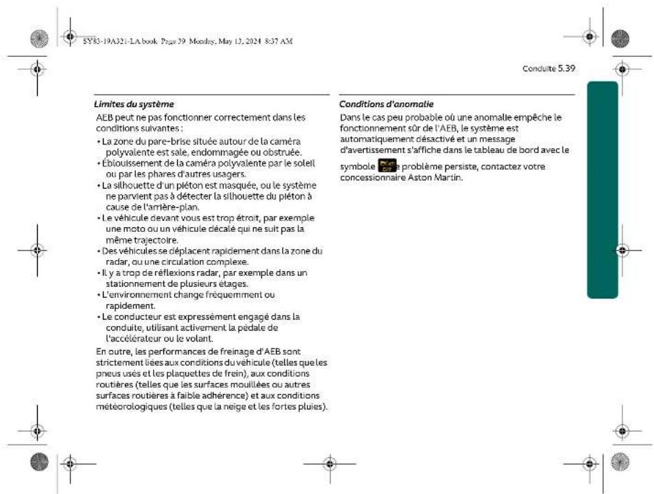 Aston Martin DBX707 (2025) - Freinage automatique d'urgence (AEB) - 1