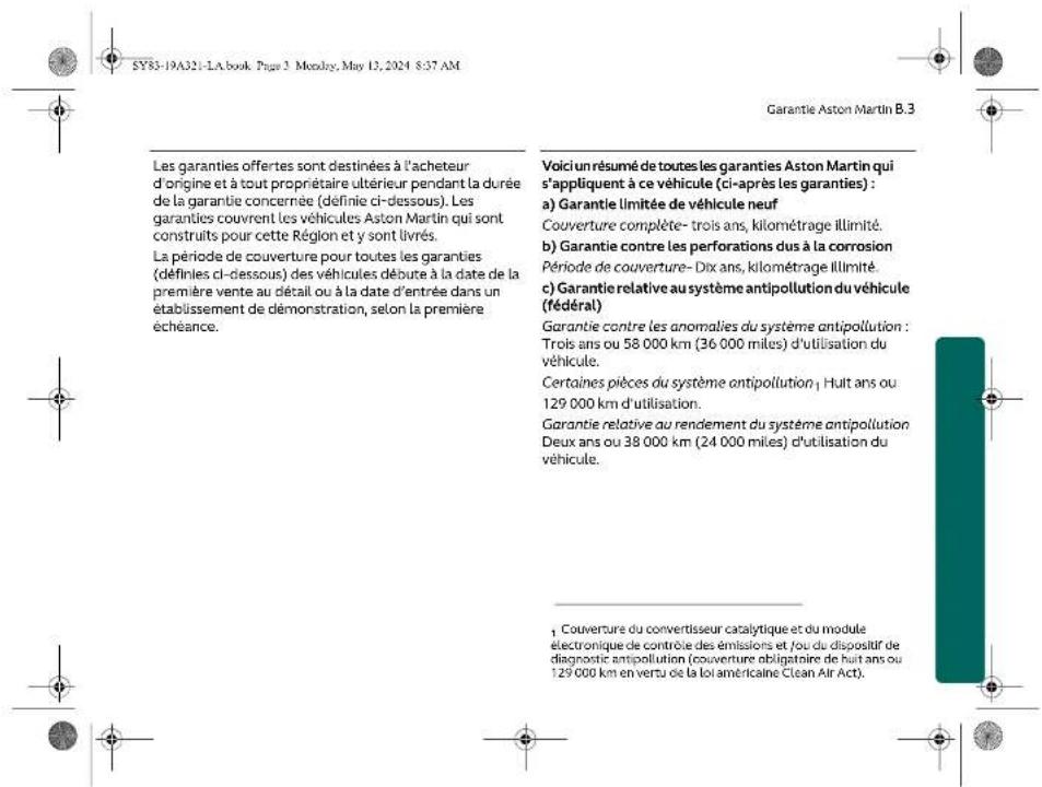 Aston Martin DBX707 (2025) - Communications concernant les garanties - 3