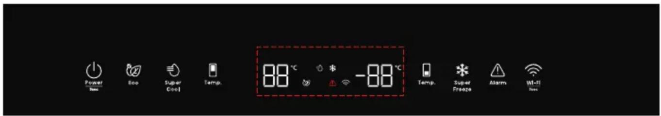 Power Hours Eco Super Cool Temp. 88 °C -88 °C Temp. Super Freeze Alarm Wi-Fi Hours