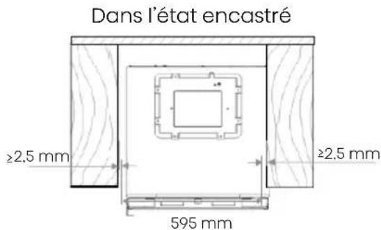 Dans l'état encastré ≥2.5 mm ≥2.5 mm 595 mm