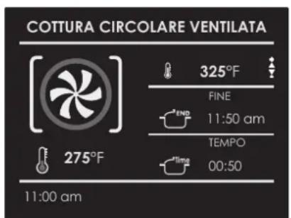 COTTURA CIRCOLARE VENTILATA 325°F FINE END 11:50 am TEMPO Time 00:50 275°F 11:00 am