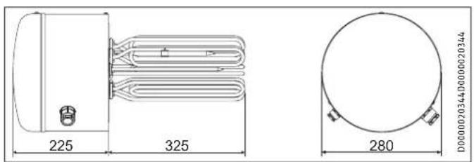STIEBEL ELTRON FCR 28120 E - Méretek, bemeritési mélységek és csatlakozások - 1