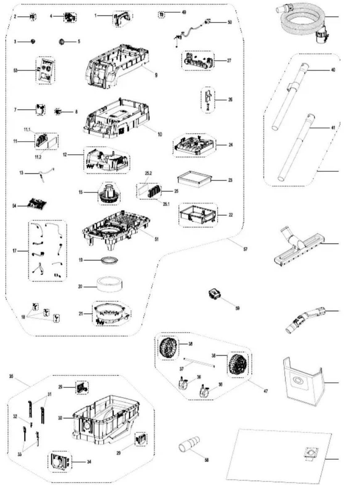 PARKSIDE PPWD 30 B2 - Explosionszeichnung • Exploded view • Vue éclatee • Vista esplosa • Vista explosionada • Explosietekening • Eksploderet tegning • Robbantott ábra • Widok Rozložony • Rozloženy pohled • Rozloženy pohlad - 1