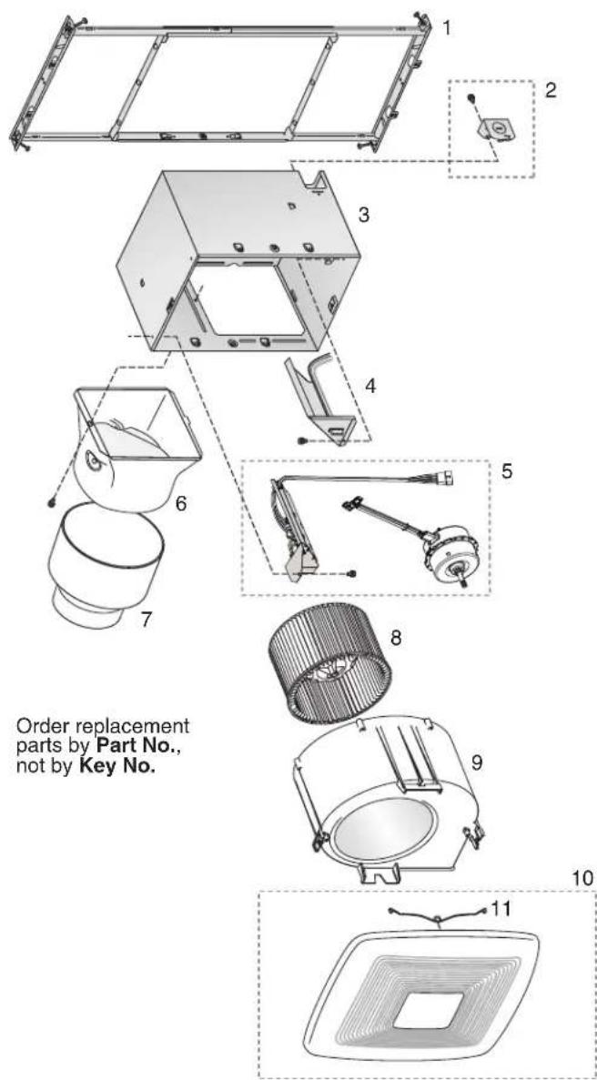 Order replacement parts by Part No., not by Key No.