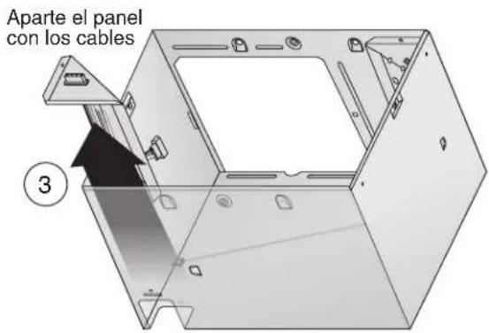Aparte el panel con los cables ③