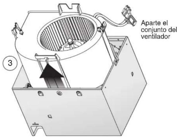 Aparte el conjunto del ventilador ③