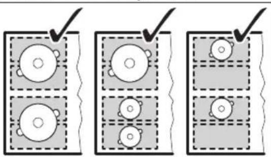 AEG TI64IG00IB - Correct cookware position: - 1