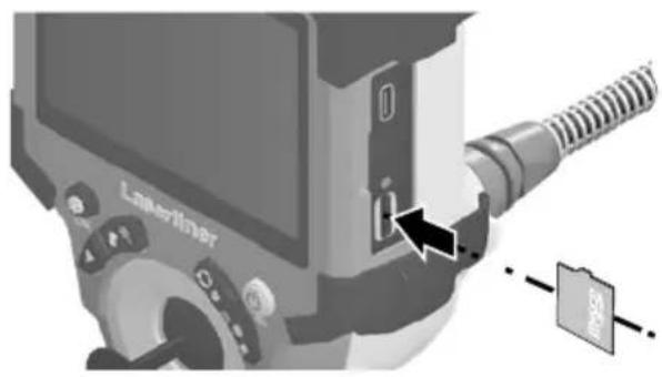 Laserliner VideoInspector XXL - Micro-SD -kortin asentaminen - 1