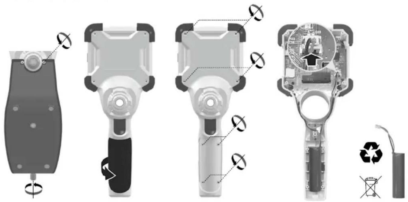 Laserliner VideoInspector XXL - Aphiεση της μπαταρίας - 1