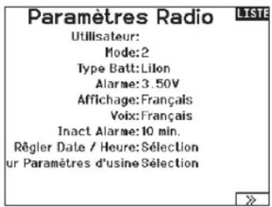 SPEKTRUM NX7e+ - Paramètres système - 1