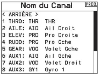 SPEKTRUM NX7e+ - Nom des canaux - 1
