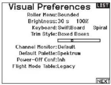 SPEKTRUM NX7e+ - Visual Preferences - 1