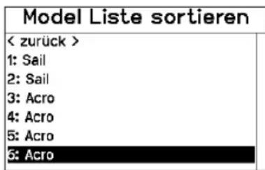 SPEKTRUM NX7e+ - Modelliste sortieren - 1