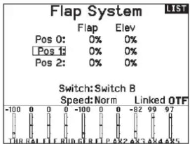 SPEKTRUM NX7e+ - To activate the Flap System: - 1