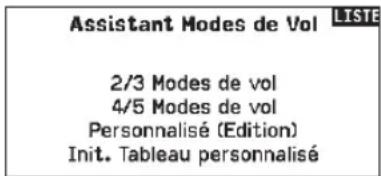 SPEKTRUM NX7e+ - Tableau des modes de vol - 1