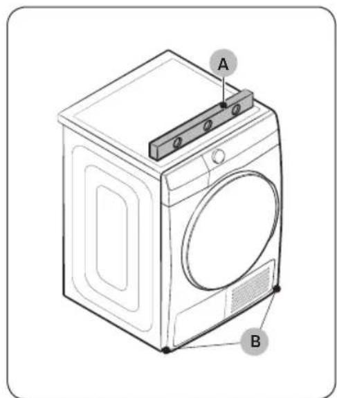 SAMSUNG DV90T6240LKS2 - ÉTAPE 2 Ajustement des pieds réglibres - 1