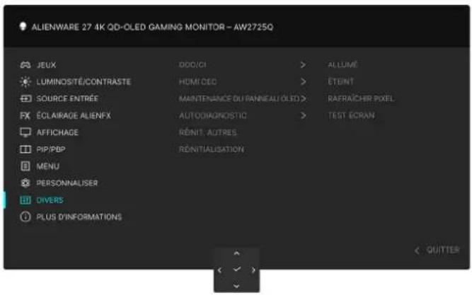 ALIENWARE AW2725Q - Icône Menu et sous-menu Description - 4