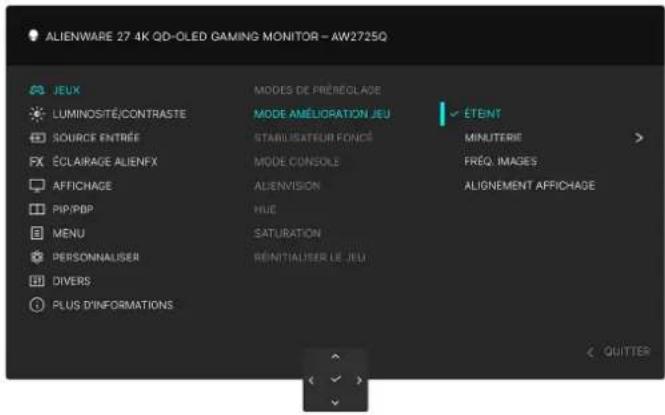 ALIENWARE AW2725Q - Icône Menu et sous-menu Description - 2