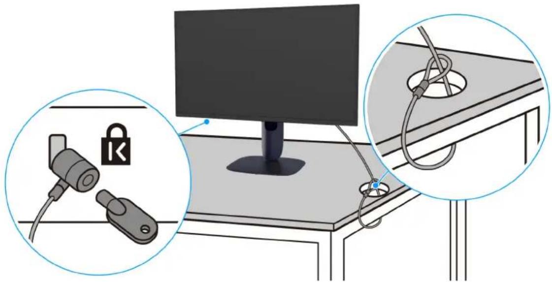 ALIENWARE AW2725Q - Sécuriser votre moniteur avec un verrou Kensington (en option) - 1