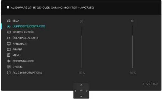 ALIENWARE AW2725Q - Icône Menu et sous-menu Description - 6