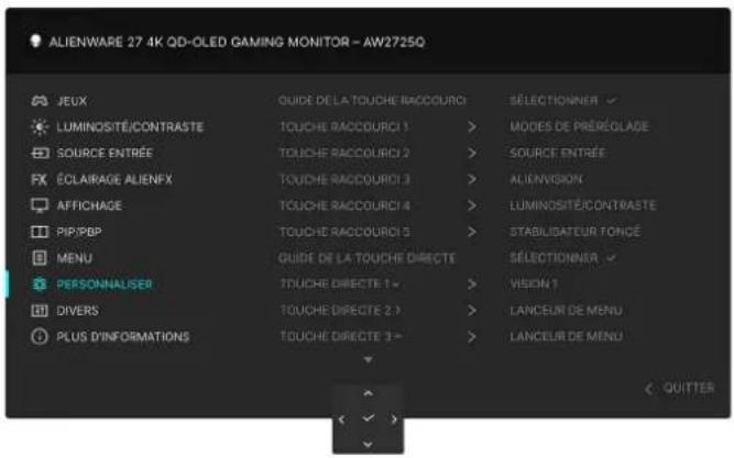 ALIENWARE AW2725Q - Icône Menu et sous-menu Description - 3