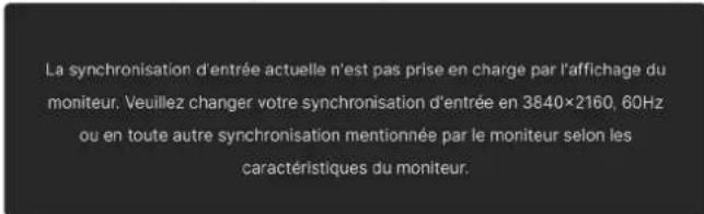 ALIENWARE AW2725Q - Messages d'avertissement OSD - 1