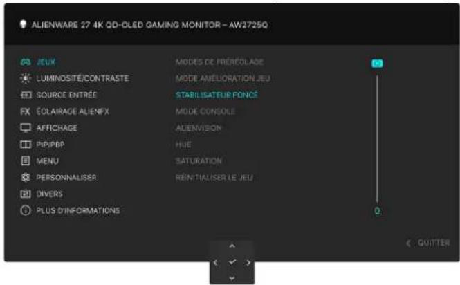 ALIENWARE AW2725Q - Icône Menu et sous-menu Description - 3